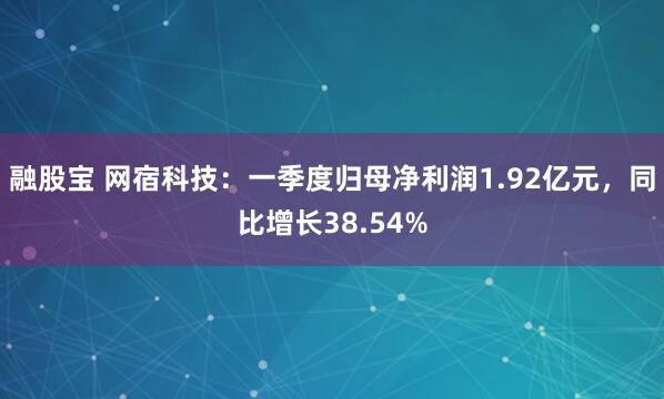 融股宝 网宿科技：一季度归母净利润1.92亿元，同比增长38.54%