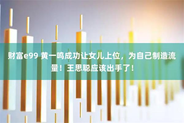 财富e99 黄一鸣成功让女儿上位，为自己制造流量！王思聪应该出手了！